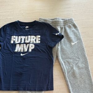 Nike Kids Navy Tee and Gray Joggers Set